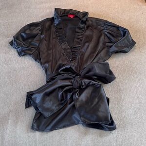 Scarlett Black Satin Wrap Around Blouse
